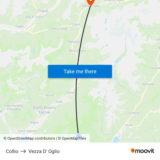 Collio to Vezza D' Oglio map