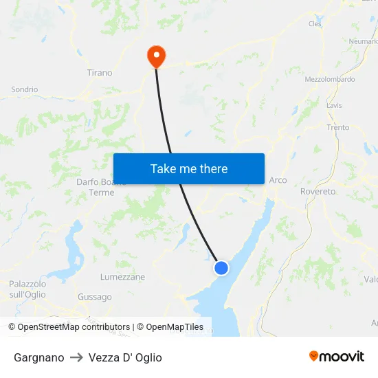 Gargnano to Vezza D' Oglio map