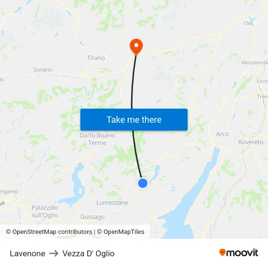 Lavenone to Vezza D' Oglio map