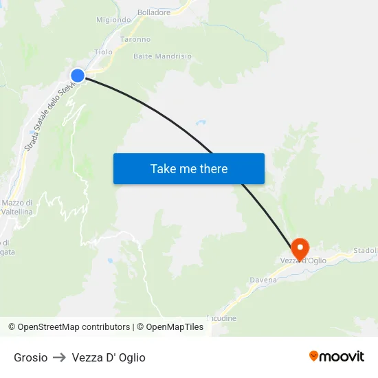 Grosio to Vezza D' Oglio map