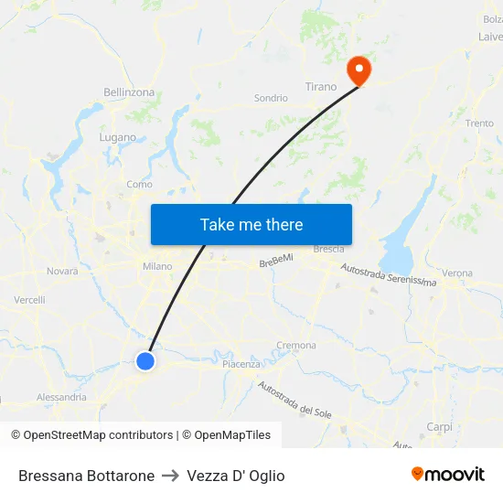 Bressana Bottarone to Vezza D' Oglio map