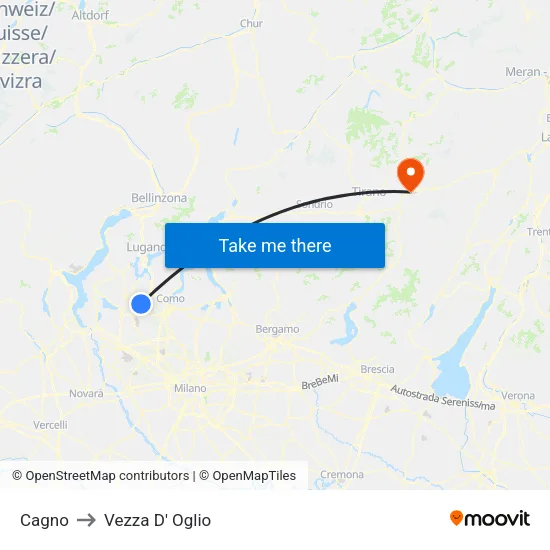 Cagno to Vezza D' Oglio map