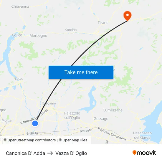 Canonica D' Adda to Vezza D' Oglio map