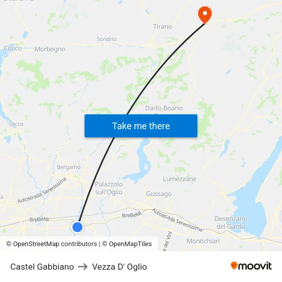 Castel Gabbiano to Vezza D' Oglio map