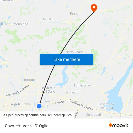 Covo to Vezza D' Oglio map