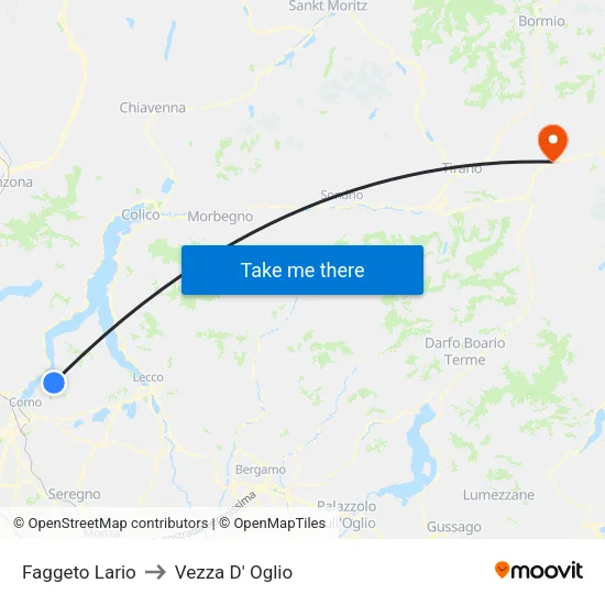 Faggeto Lario to Vezza D' Oglio map