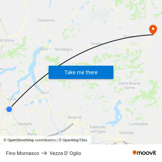 Fino Mornasco to Vezza D' Oglio map