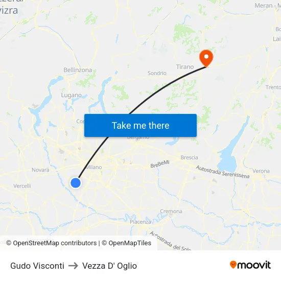 Gudo Visconti to Vezza D' Oglio map