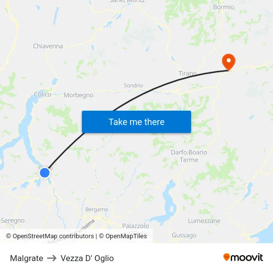 Malgrate to Vezza D' Oglio map