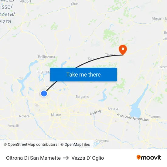 Oltrona Di San Mamette to Vezza D' Oglio map