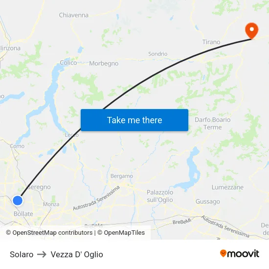 Solaro to Vezza D' Oglio map
