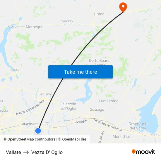 Vailate to Vezza D' Oglio map