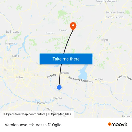 Verolanuova to Vezza D' Oglio map