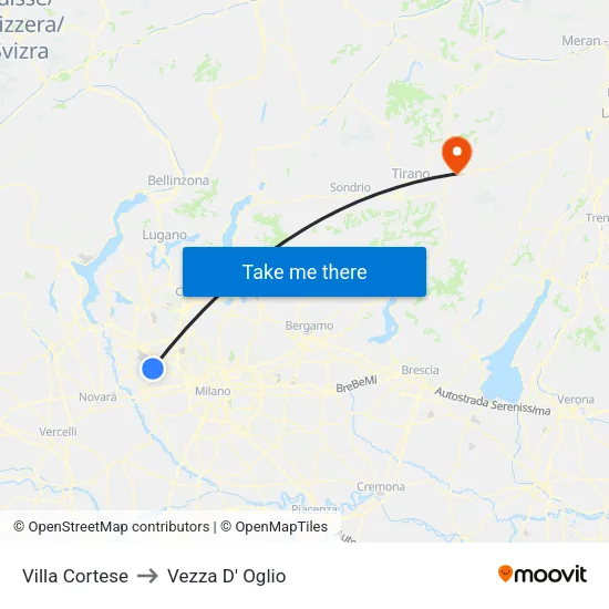 Villa Cortese to Vezza D' Oglio map