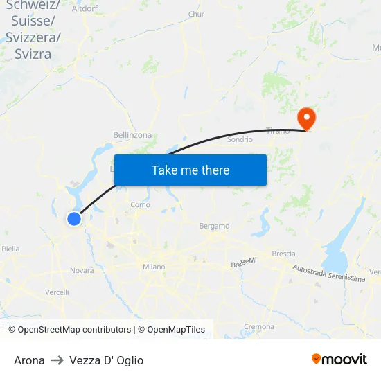 Arona to Vezza D' Oglio map