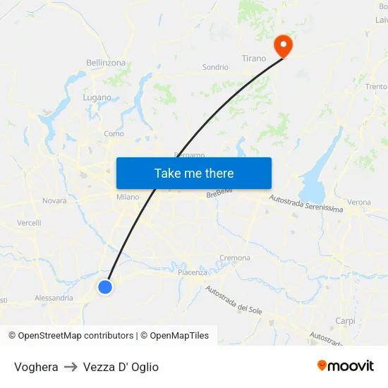 Voghera to Vezza D' Oglio map