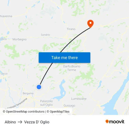 Albino to Vezza D' Oglio map