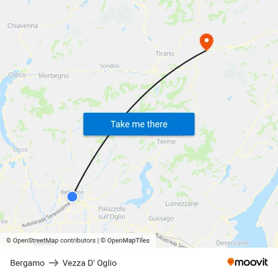 Bergamo to Vezza D' Oglio map