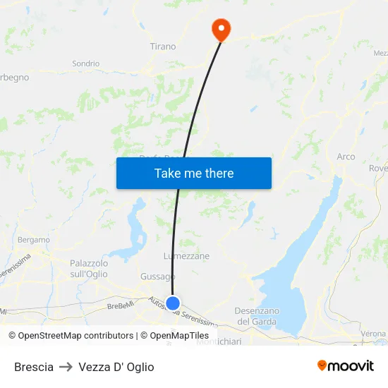 Brescia to Vezza D' Oglio map