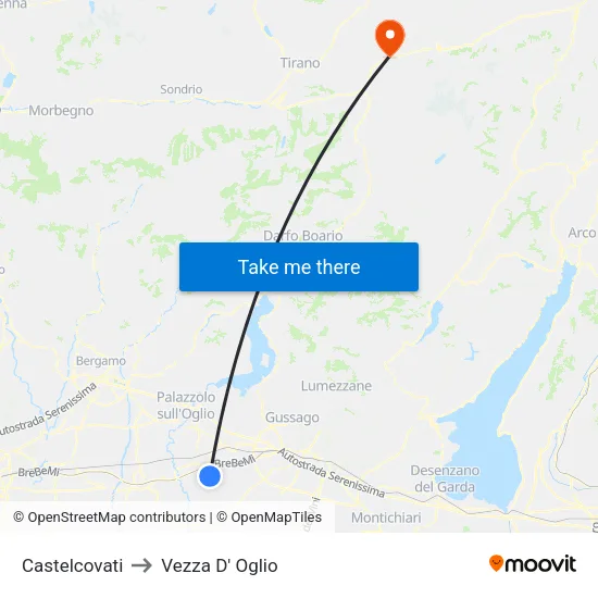 Castelcovati to Vezza D' Oglio map