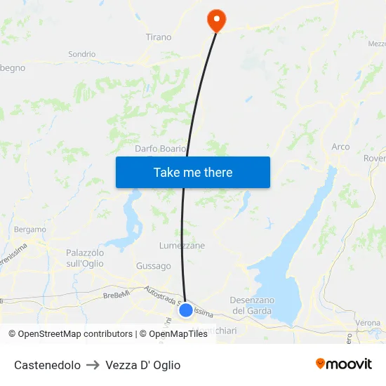 Castenedolo to Vezza D' Oglio map