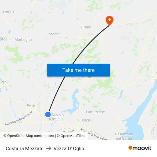 Costa di Mezzate to Vezza D' Oglio map