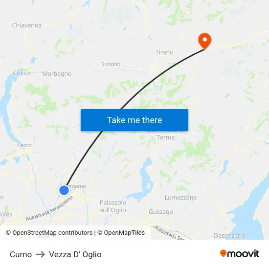 Curno to Vezza D' Oglio map