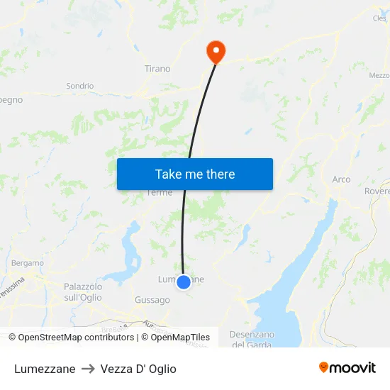 Lumezzane to Vezza D' Oglio map