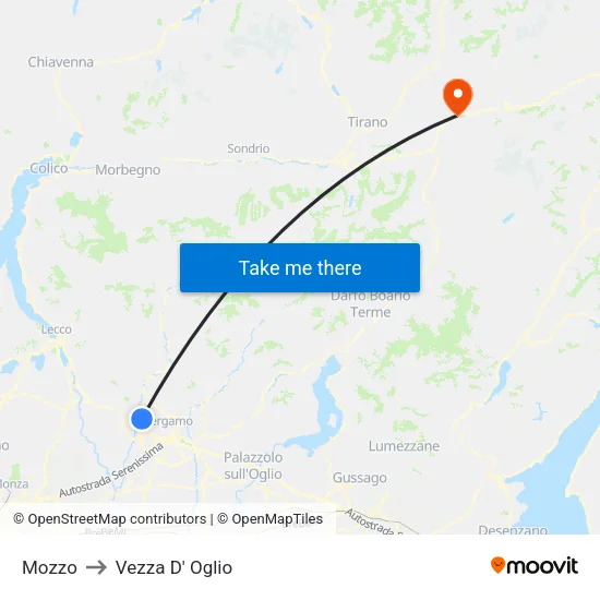 Mozzo to Vezza D' Oglio map