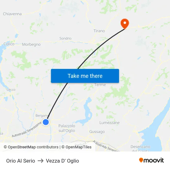 Orio Al Serio to Vezza D' Oglio map