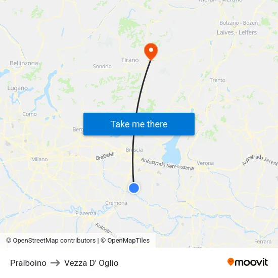 Pralboino to Vezza D' Oglio map