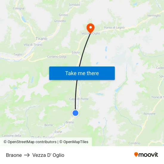 Braone to Vezza D' Oglio map