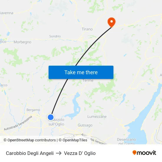 Carobbio Degli Angeli to Vezza D' Oglio map