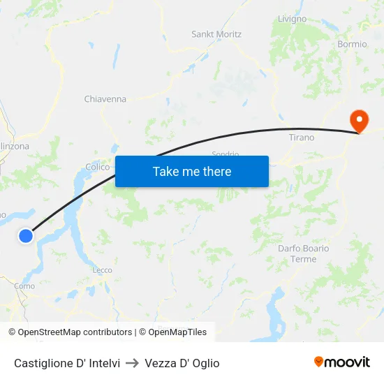 Castiglione D' Intelvi to Vezza D' Oglio map