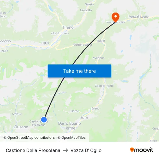 Castione Della Presolana to Vezza D' Oglio map