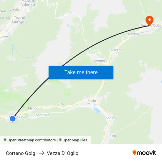 Corteno Golgi to Vezza D' Oglio map