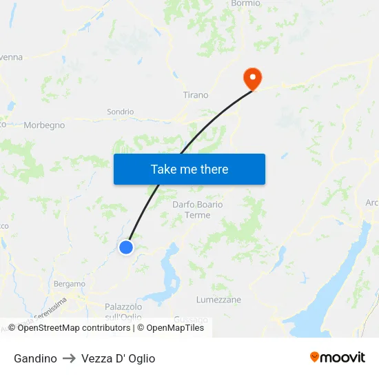 Gandino to Vezza D' Oglio map