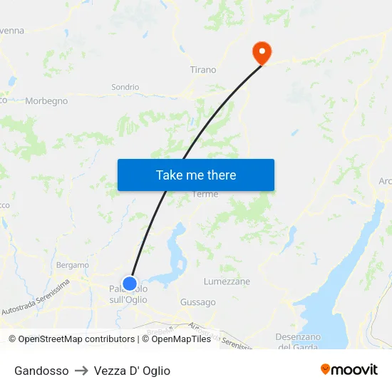 Gandosso to Vezza D' Oglio map