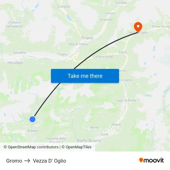 Gromo to Vezza D' Oglio map