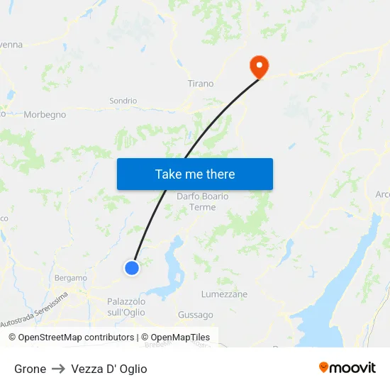 Grone to Vezza D' Oglio map