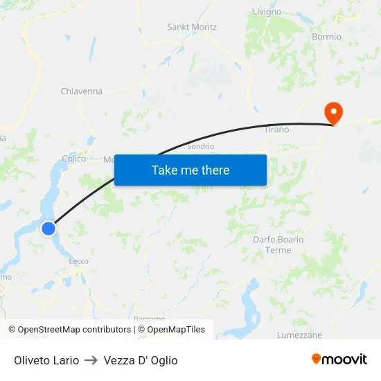 Oliveto Lario to Vezza D' Oglio map