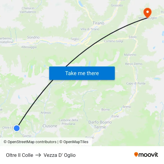 Oltre Il Colle to Vezza D' Oglio map