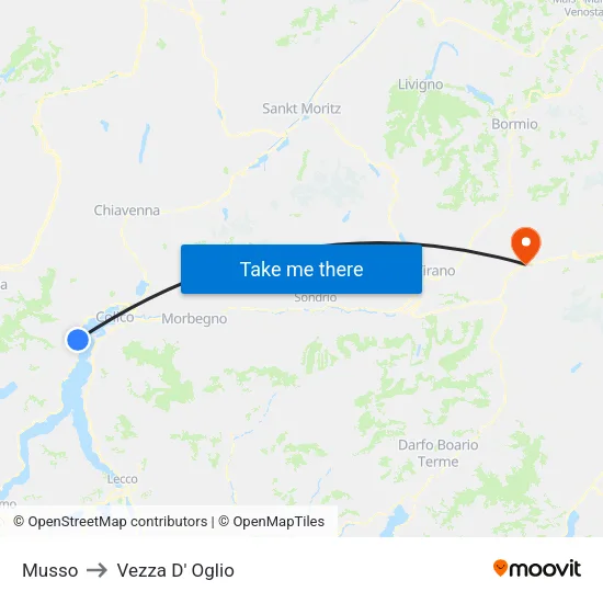 Musso to Vezza D' Oglio map