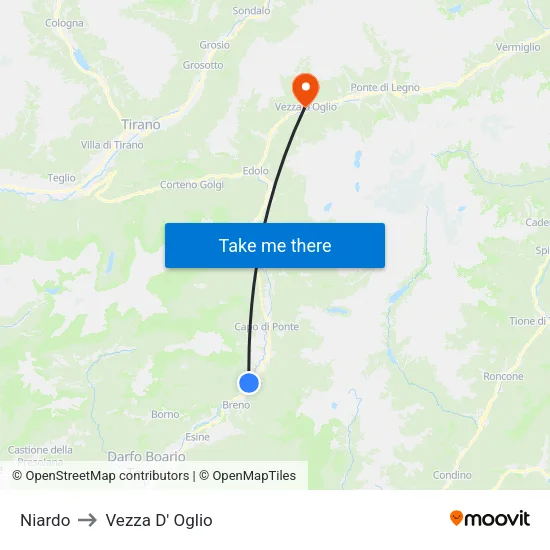 Niardo to Vezza D' Oglio map