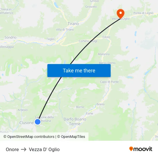 Onore to Vezza D' Oglio map