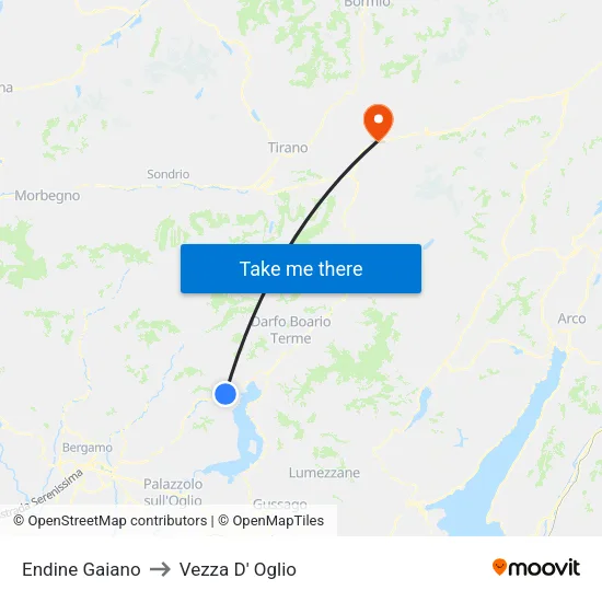 Endine Gaiano to Vezza D' Oglio map