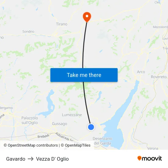 Gavardo to Vezza D' Oglio map