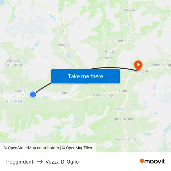 Poggiridenti to Vezza D' Oglio map