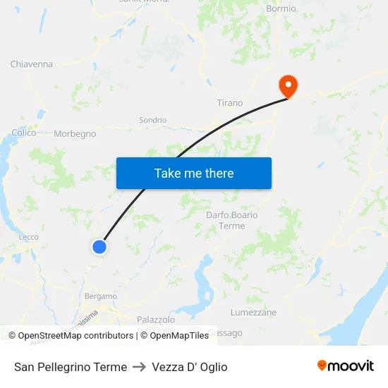 San Pellegrino Terme to Vezza D' Oglio map