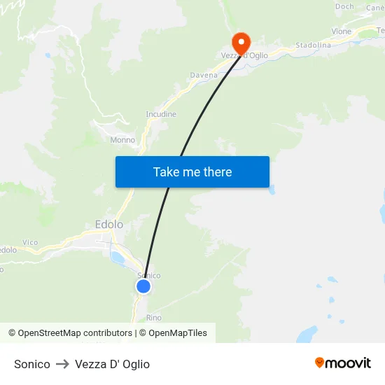 Sonico to Vezza D' Oglio map